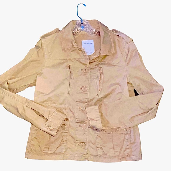 Women’s Calvin Klein Short Cropped Field Jacket Button Front Canvas Size Medium - Picture 3 of 12